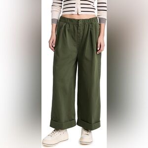 Free People After Life Cuff Wide Leg Olive Green Pants